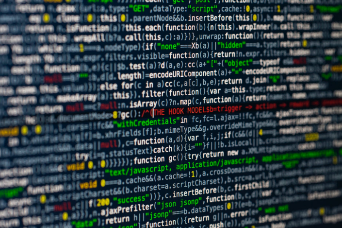 programming codes on the screen